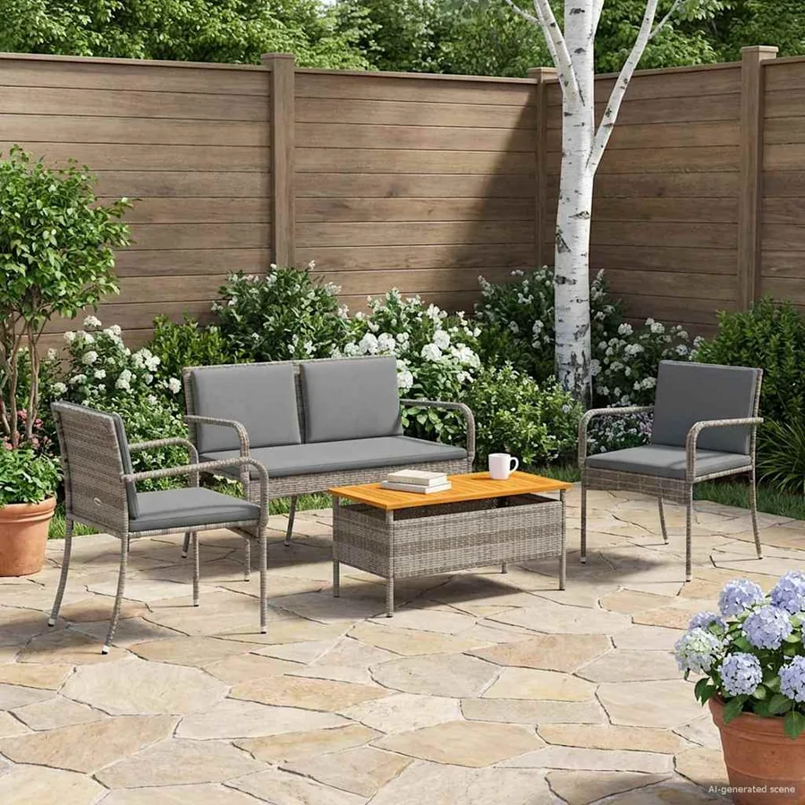 Ensemble de jardin avec coussin acier - 3