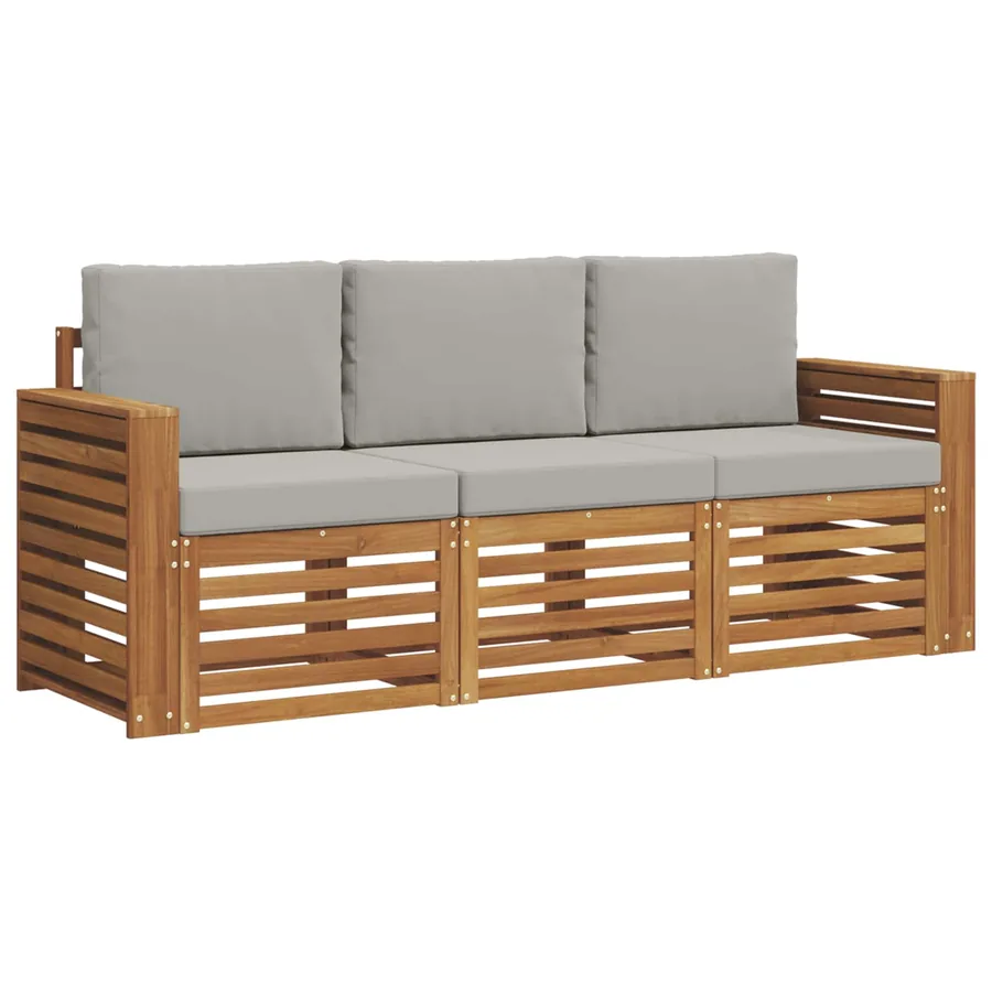 Ensembles de canapés avec coussin 3 pcs Gris Naturel et Clair - 2