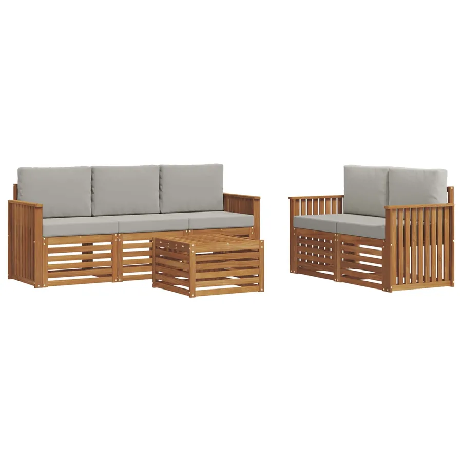 Ensembles de canapés avec coussin 6 pcs Gris Naturel et Clair - 2