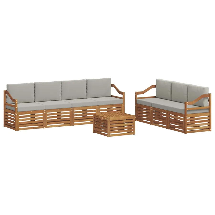 Ensembles de canapés avec coussin 8 pcs Gris Naturel et Clair - 2