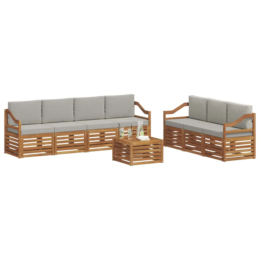 Ensembles de canapés avec coussin 8 pcs Gris Naturel et Clair - 3