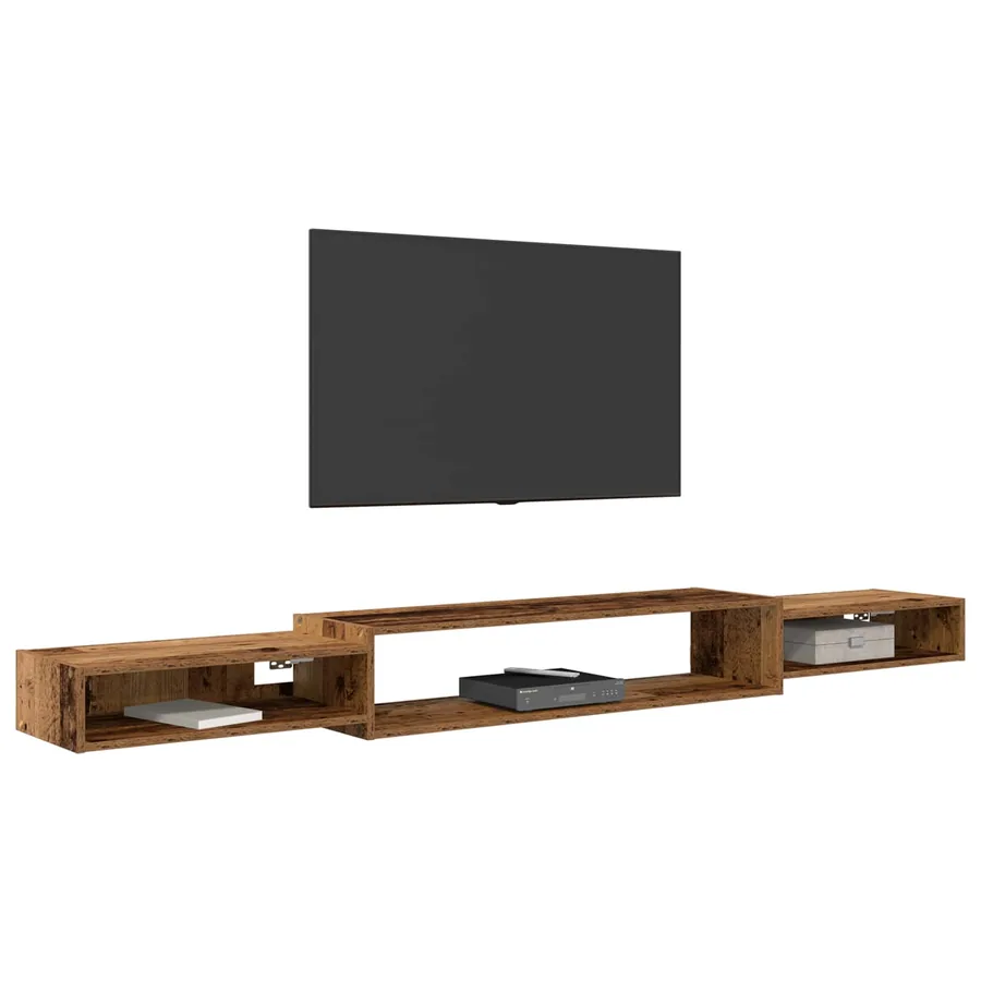 Meuble TV mural Montage mural Bois ancien 220 x 28 x 21 cm - 3