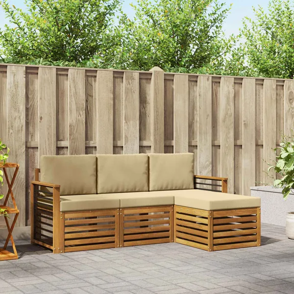 Ensemble de canapés d'extérieur 4 pcs Naturel et Beige