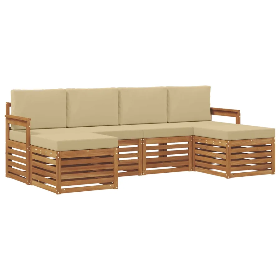 Ensembles de canapés avec coussin 6 pcs Naturel et Beige - 2