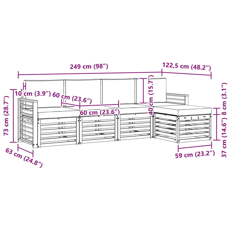 Ensemble de canapés d'extérieur 5 pcs Naturel et Beige - 8