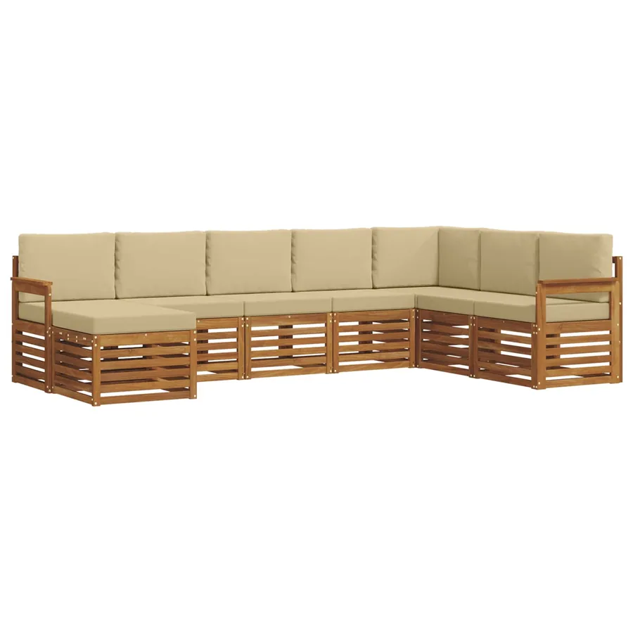Ensemble de canapés d'extérieur 8 pcs Naturel et Beige - 2