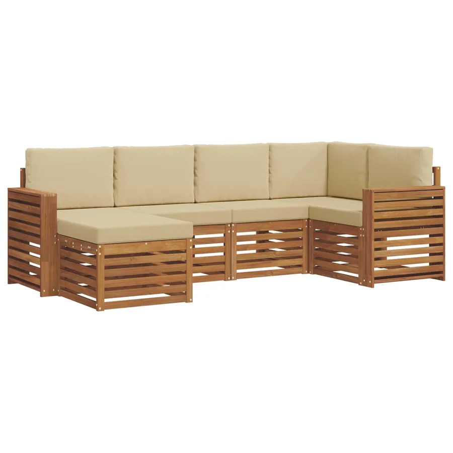Ensemble de canapé d'angle avec coussin 6 pcs Naturel et Beige - 2
