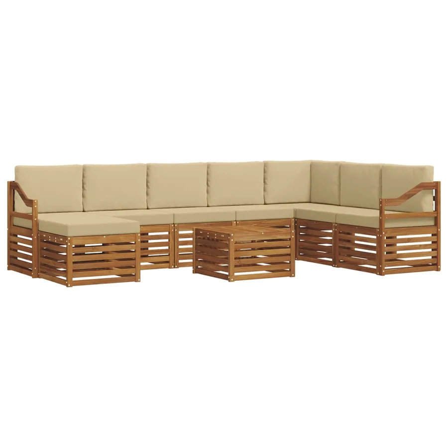 Ensemble de canapés d'extérieur 9 pcs Naturel et Beige - 2