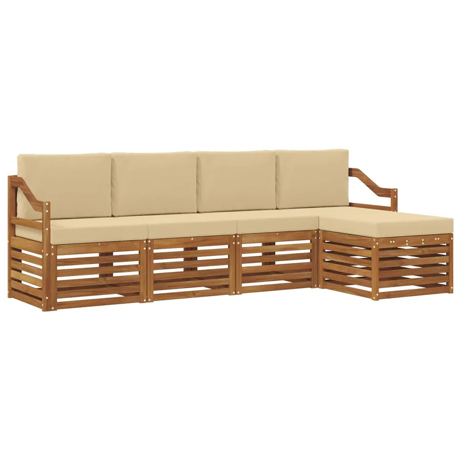 Ensemble de canapés d'extérieur 5 pcs Naturel et Beige - 2