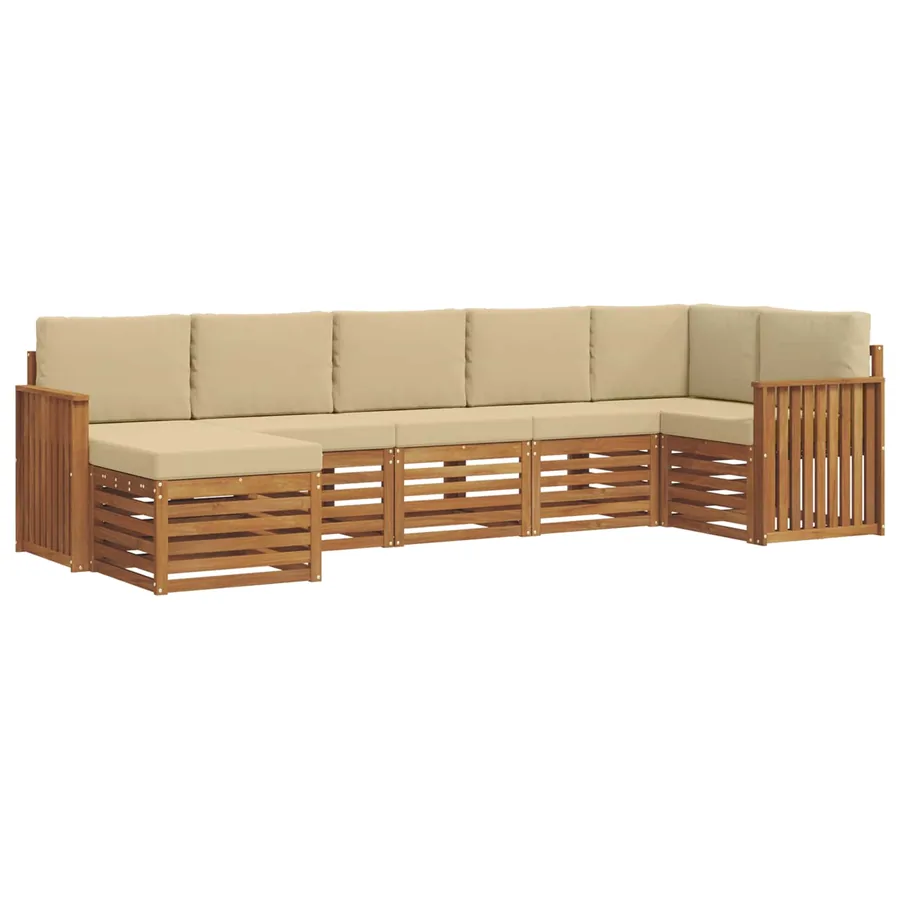 Ensemble de canapé d'angle avec coussin 7 pcs Naturel et Beige - 2