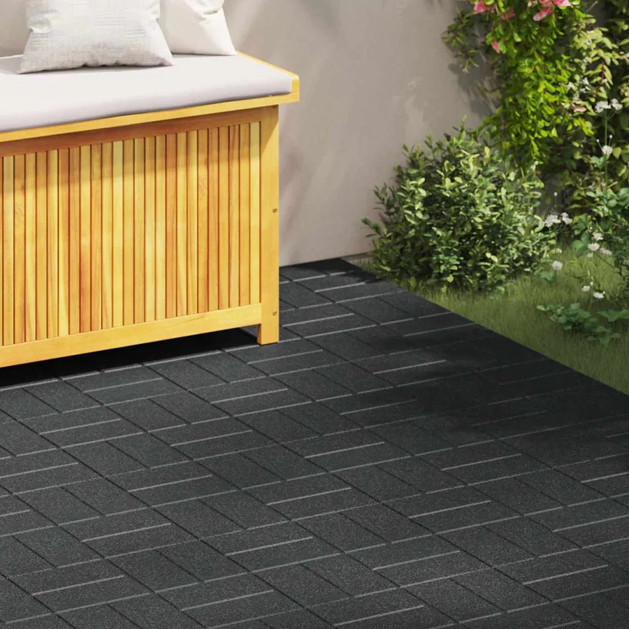 Pierre de marchage 6 pcs Noir 40,5 x 40,5 x 2 cm Caoutchouc