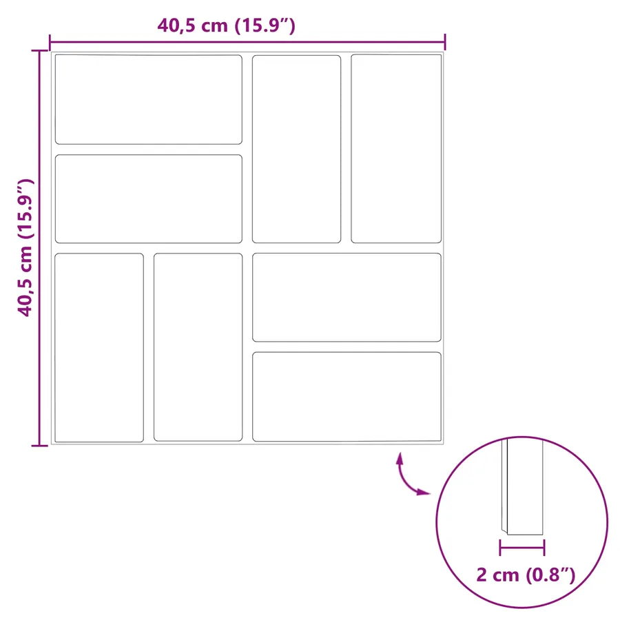 Pierre de marchage 6 pcs Noir 40,5 x 40,5 x 2 cm Caoutchouc - 9