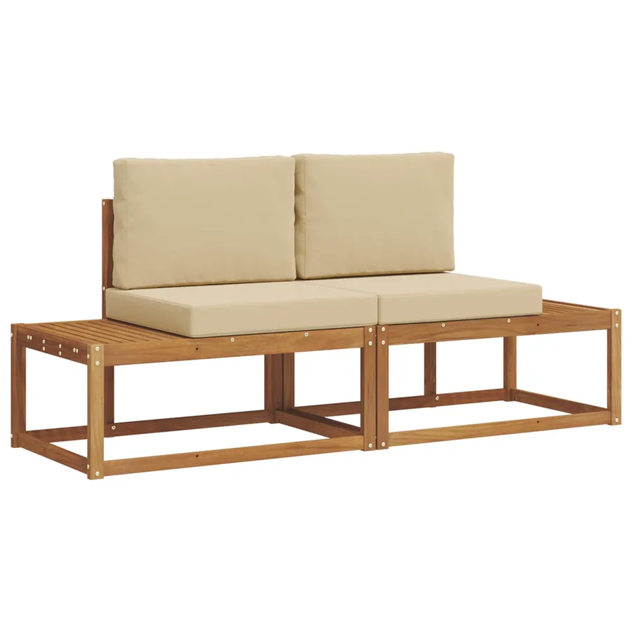 Ensemble de canapés d'extérieur avec coussin 2 pcs Naturel - 2