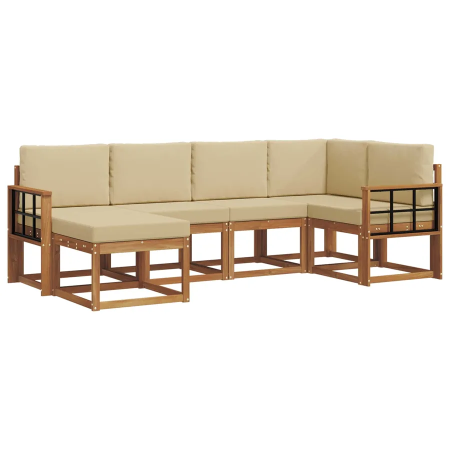 Ensemble de canapés d'extérieur 6 pcs Naturel et Beige - 2