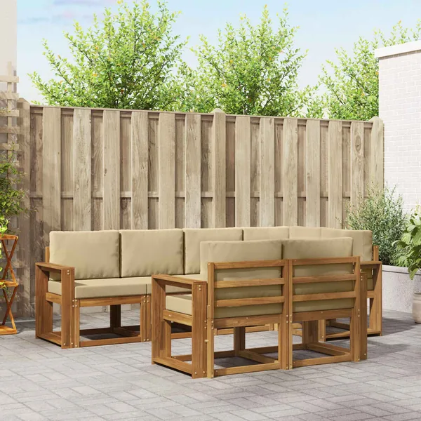 Ensemble de canapés d'extérieur 7 pcs Naturel et Beige
