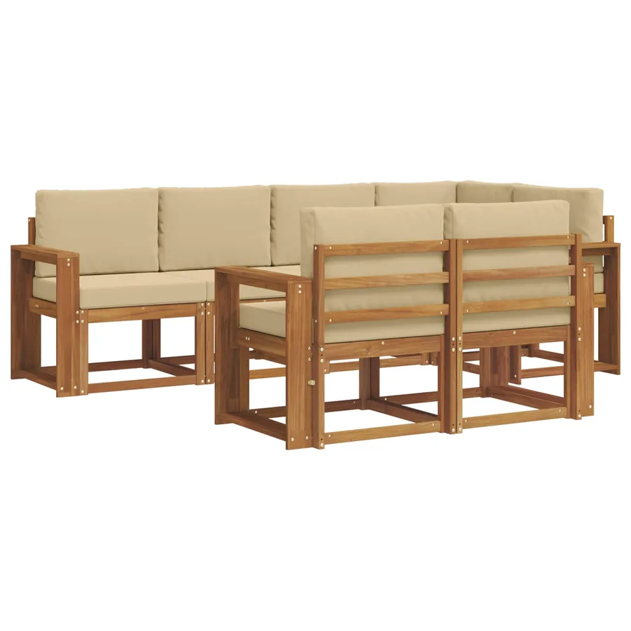 Ensemble de canapés d'extérieur 7 pcs Naturel et Beige - 2