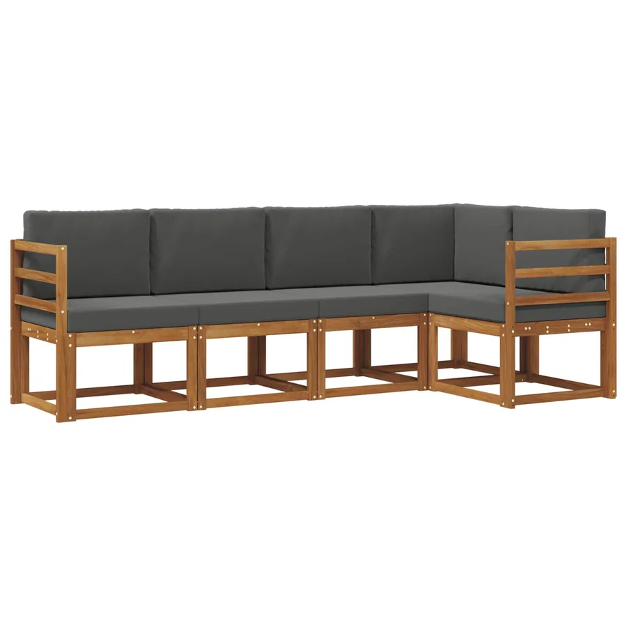 Ensemble de canapés d'extérieur 5 pcs Naturel et Anthracite - 2