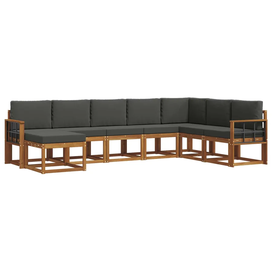 Ensemble de canapés d'extérieur 8 pcs Naturel et Anthracite - 2