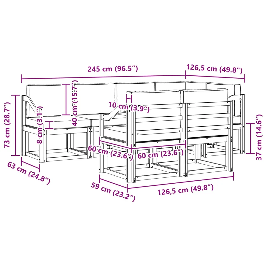 Ensemble de canapés d'extérieur 7 pcs Naturel et Crème - 9