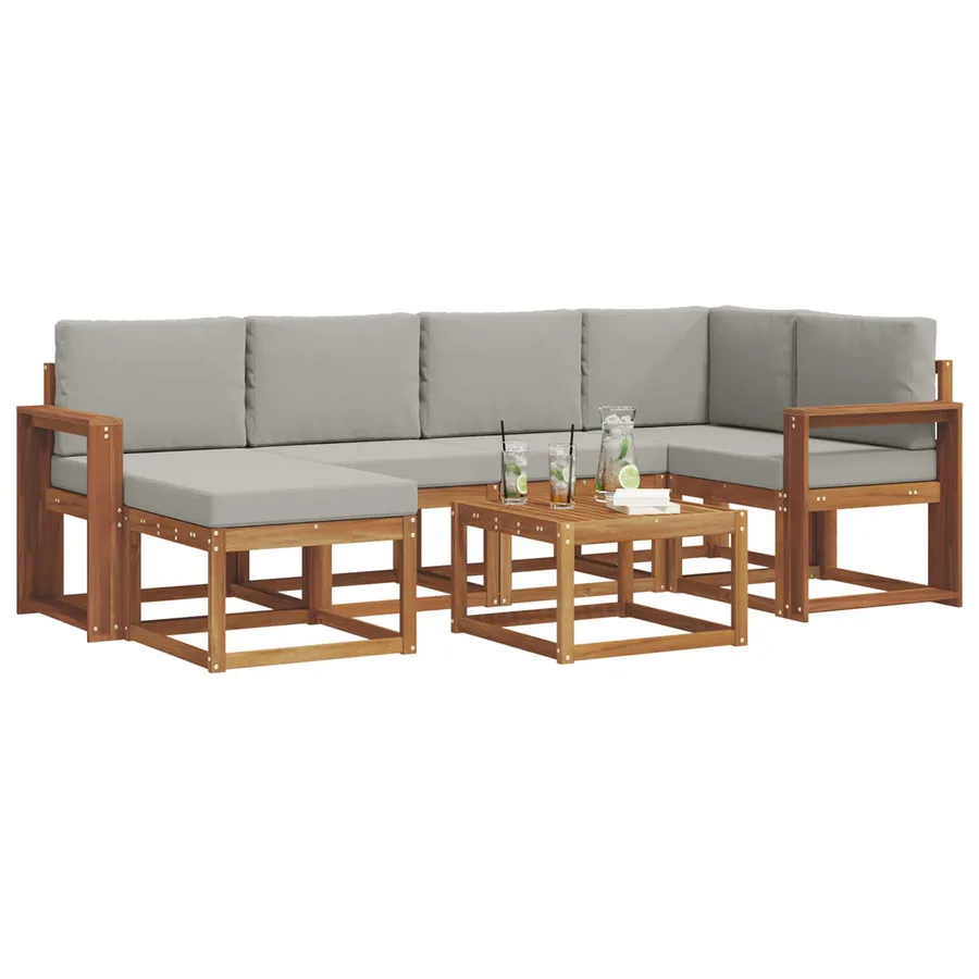 Ensemble de canapés d'extérieur 7 pcs Gris Naturel et Clair - 3
