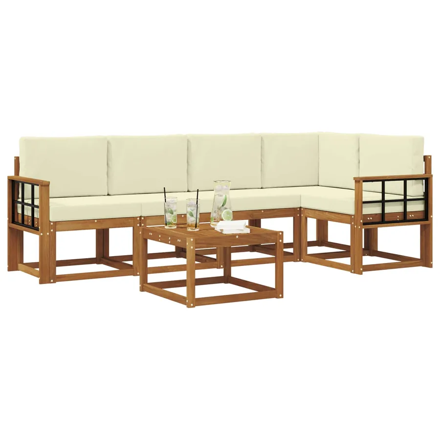 Ensemble de canapés d'extérieur 6 pcs Naturel et Crème - 3