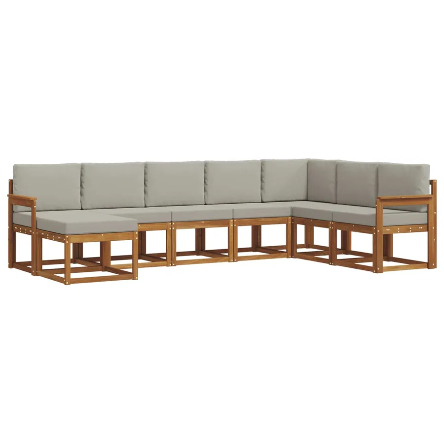 Ensemble de canapés d'extérieur 8 pcs Gris Naturel et Clair - 3