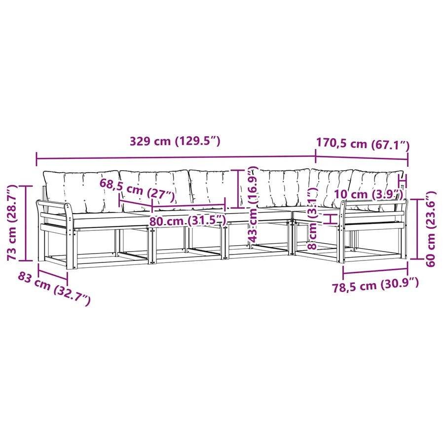 Ensemble de canapés d'extérieur 5 pcs Gris Naturel et Clair - 12