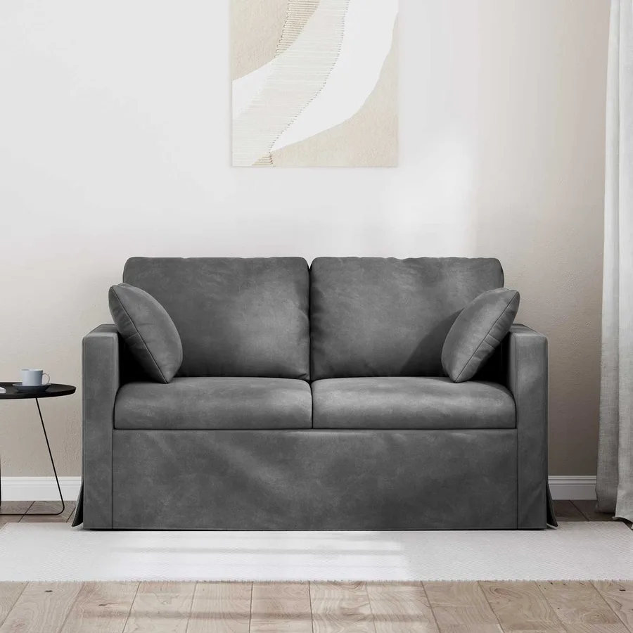 Canapé Gris foncé 138 x 78 x 80 cm Velours - 3