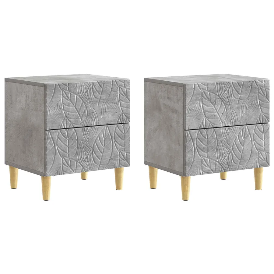 Table de chevet 2 pcs Gris béton 43 x 34,5 x 48 cm - 2