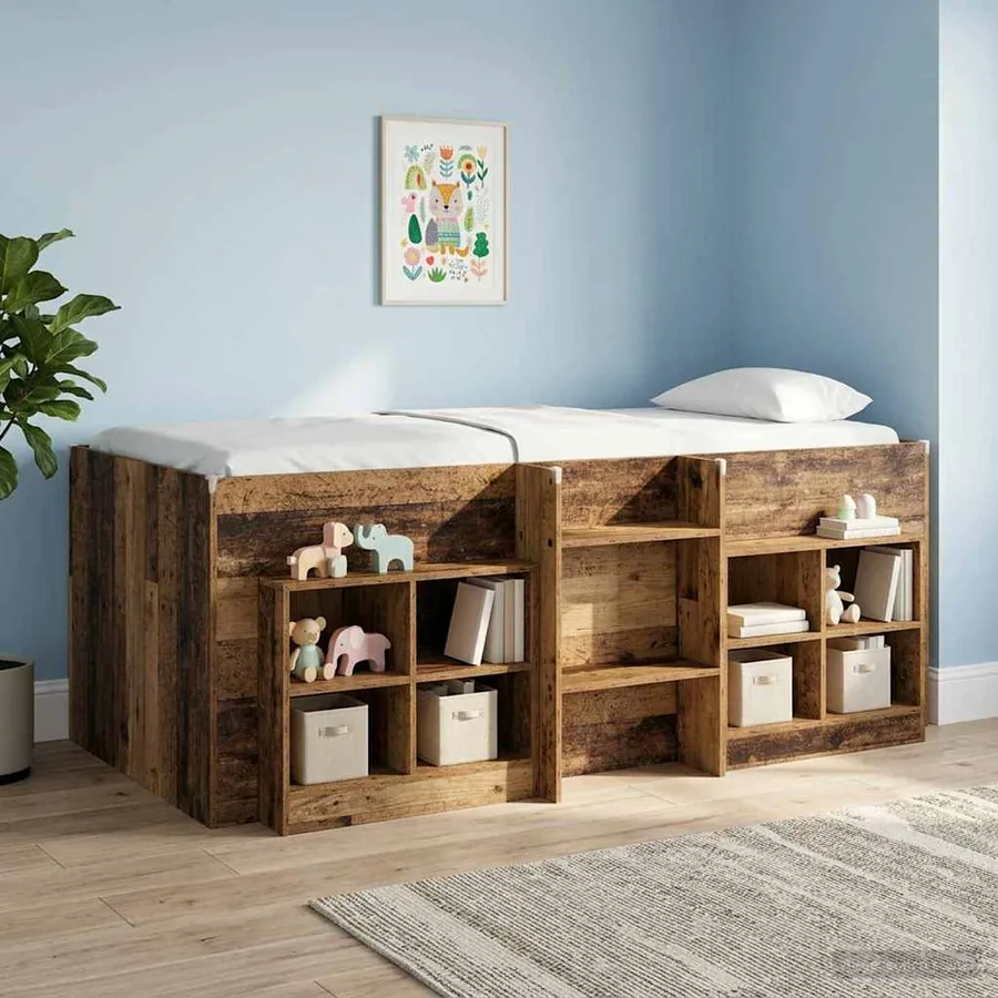 Armoire de lit avec étagère 2 pcs Bois ancien 66 x 33 x 48 cm