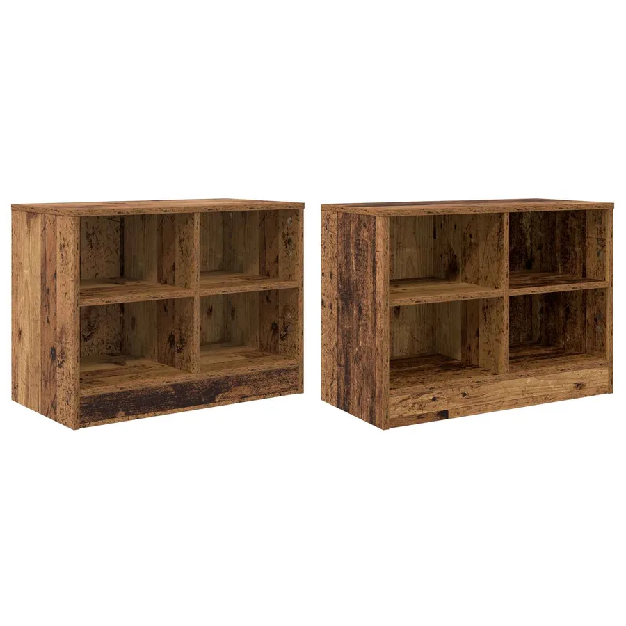Armoire de lit avec étagère 2 pcs Bois ancien 66 x 33 x 48 cm - 4