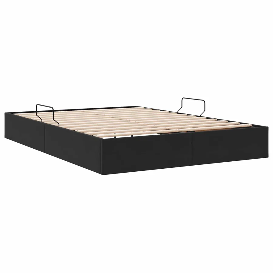 Cadre de lit ottoman avec stockage Noir 140 x 200 cm Velours - 9