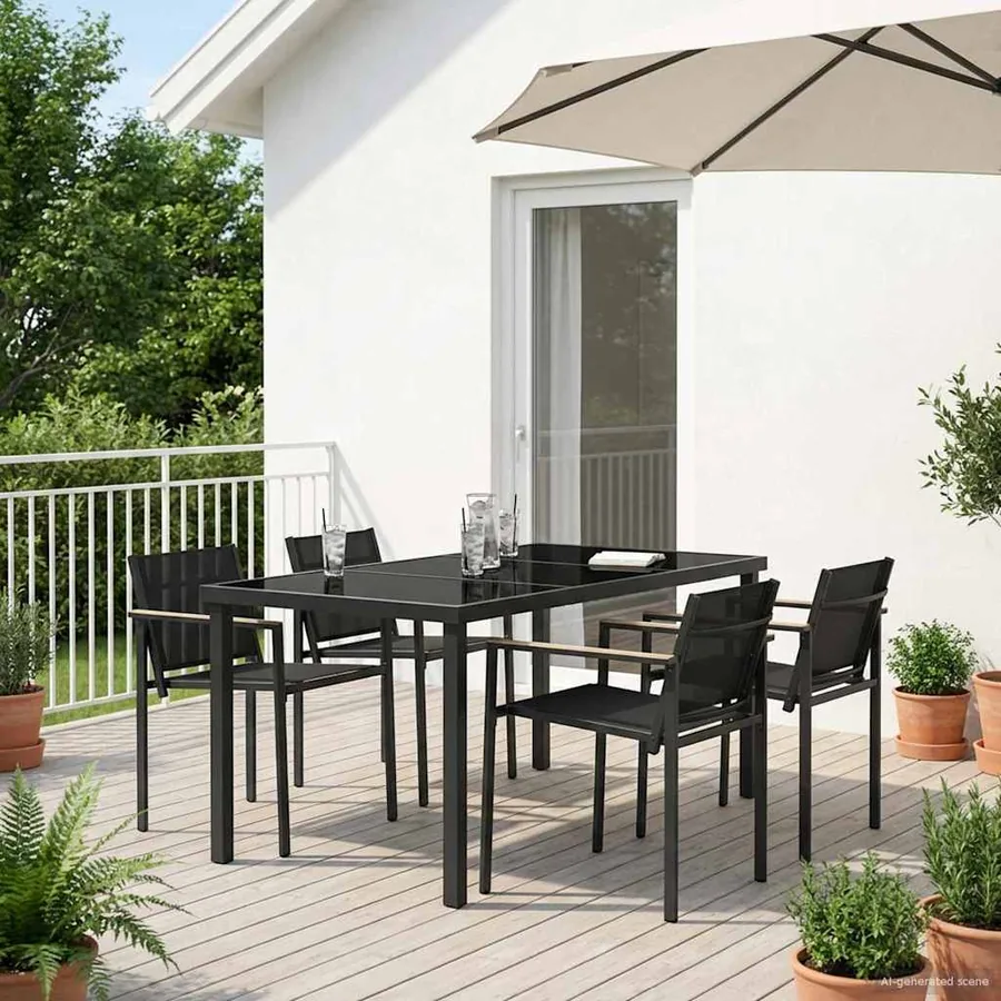 Ensemble de meubles d'extérieur 5 pcs Noir et anthracite