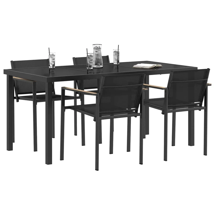 Ensemble de meubles d'extérieur 5 pcs Noir et anthracite - 3