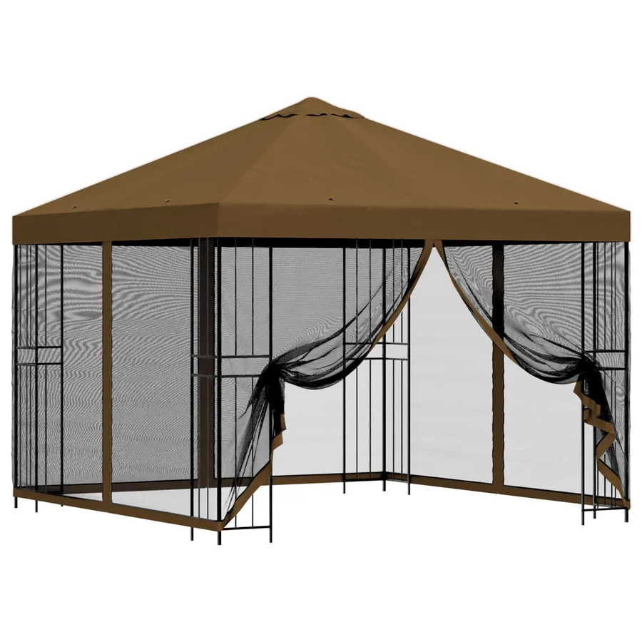Abri de jardin avec parois 3 x 3 m Taupe Polyester et Acier - 2