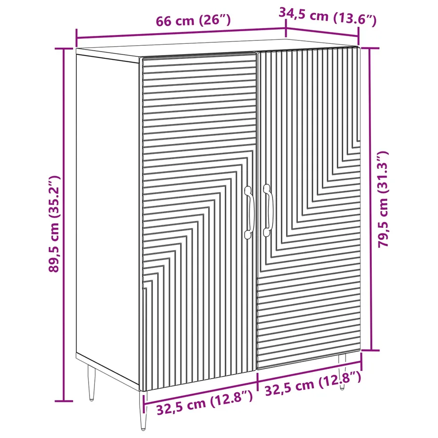 Buffet Blanc 66 x 34,5 x 89,5 cm Bois d'ingénierie - 12