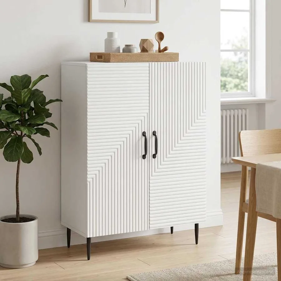 Buffet Blanc 66 x 34,5 x 89,5 cm Bois d'ingénierie - 4