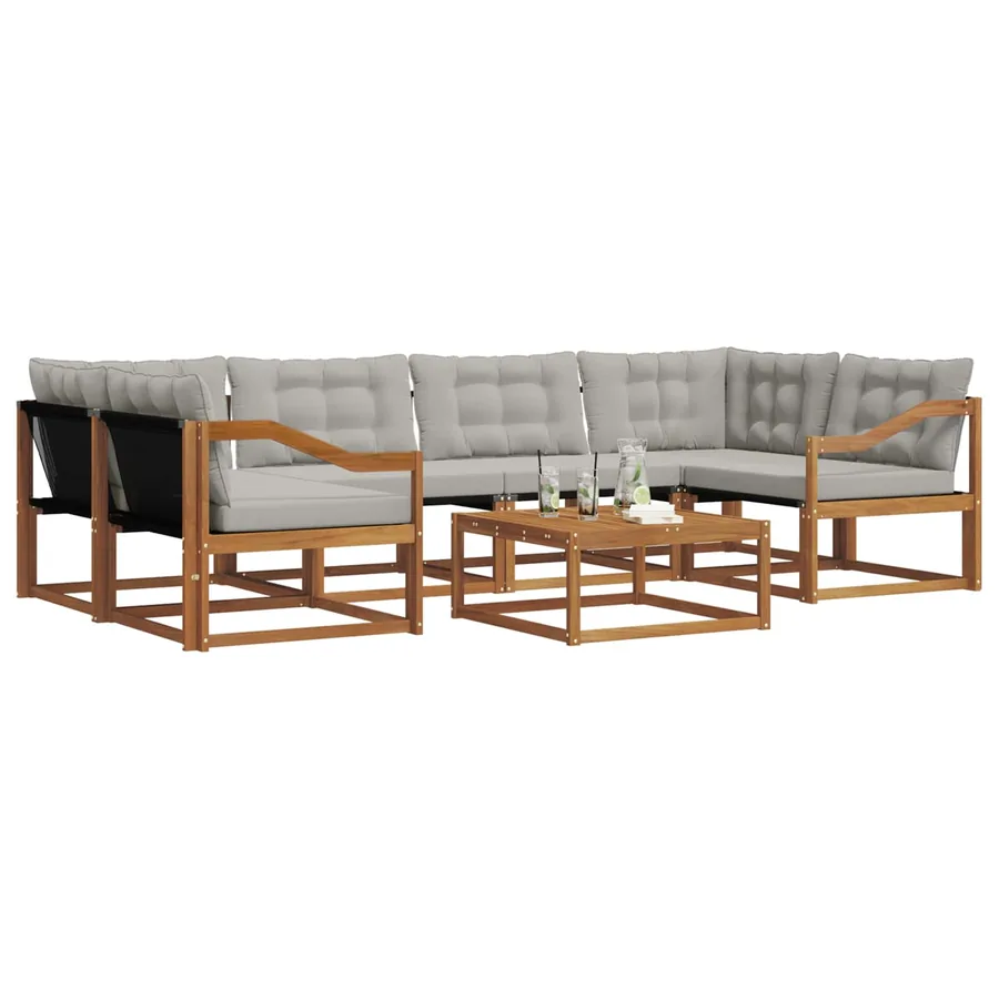 Ensemble de canapés d'extérieur 7 pcs Gris Naturel et Clair - 3