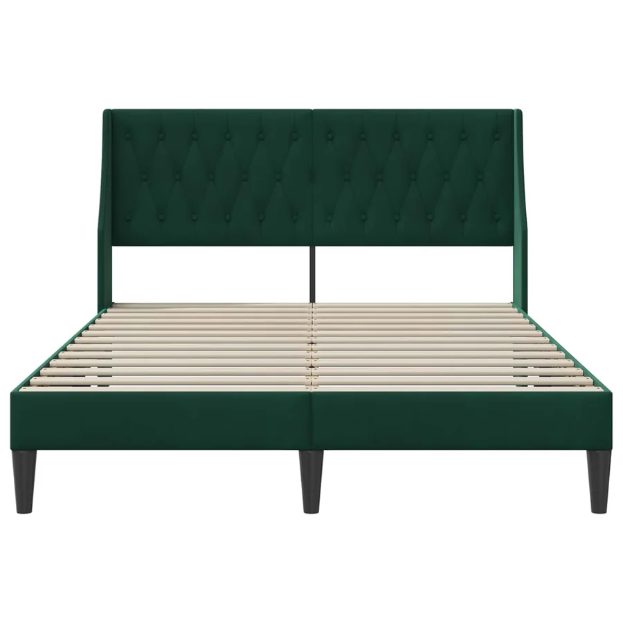 Cadre de lit avec tête de lit Vert foncé 120 x 200 cm Velours - 4