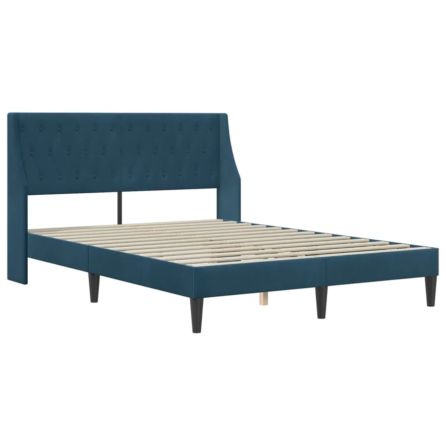 Cadre de lit avec tête de lit Bleu 140 x 190 cm Velours - 3