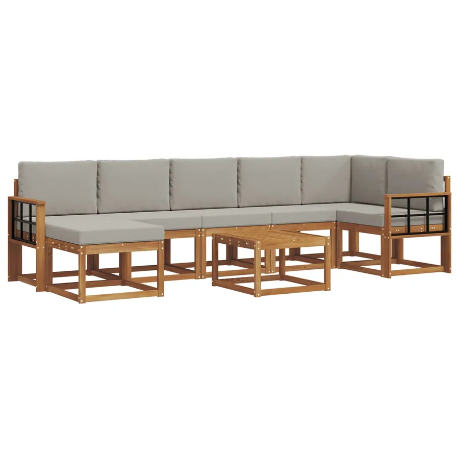 Ensemble de canapés d'extérieur 8 pcs Gris Naturel et Clair - 2