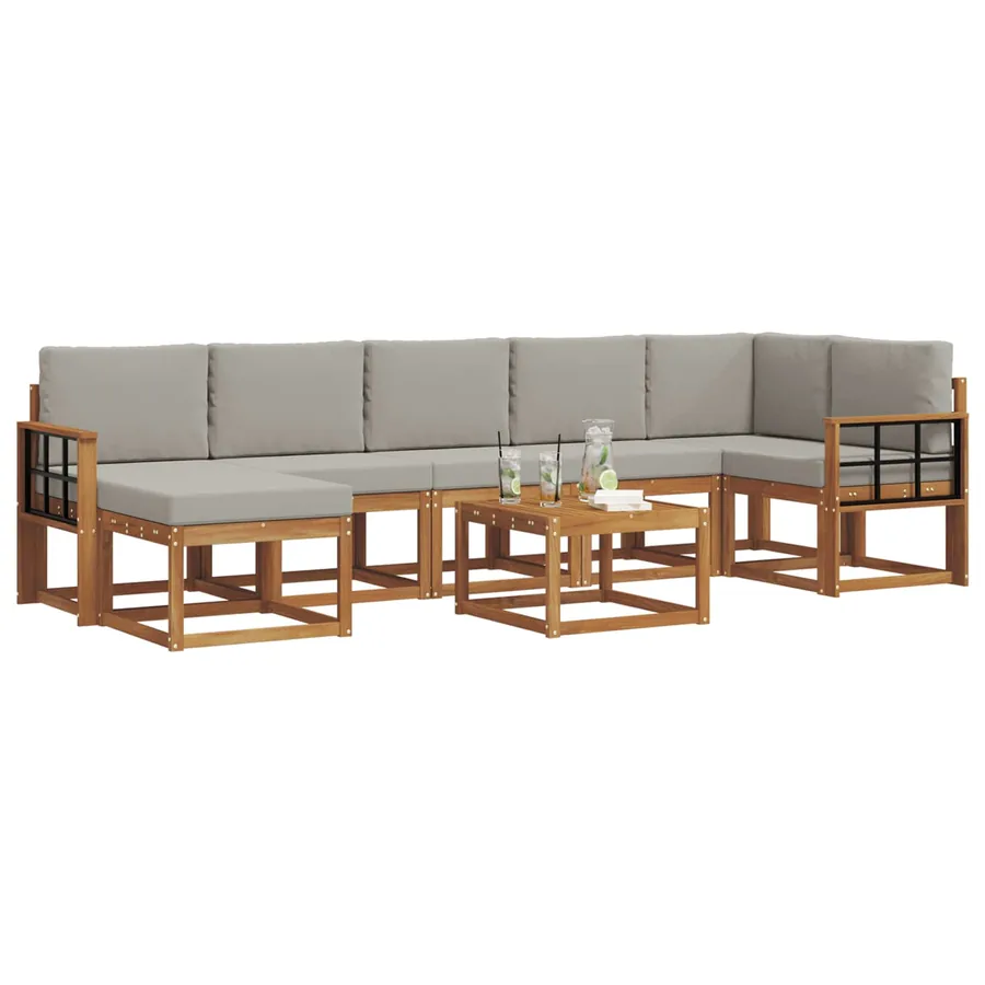 Ensemble de canapés d'extérieur 8 pcs Gris Naturel et Clair - 3