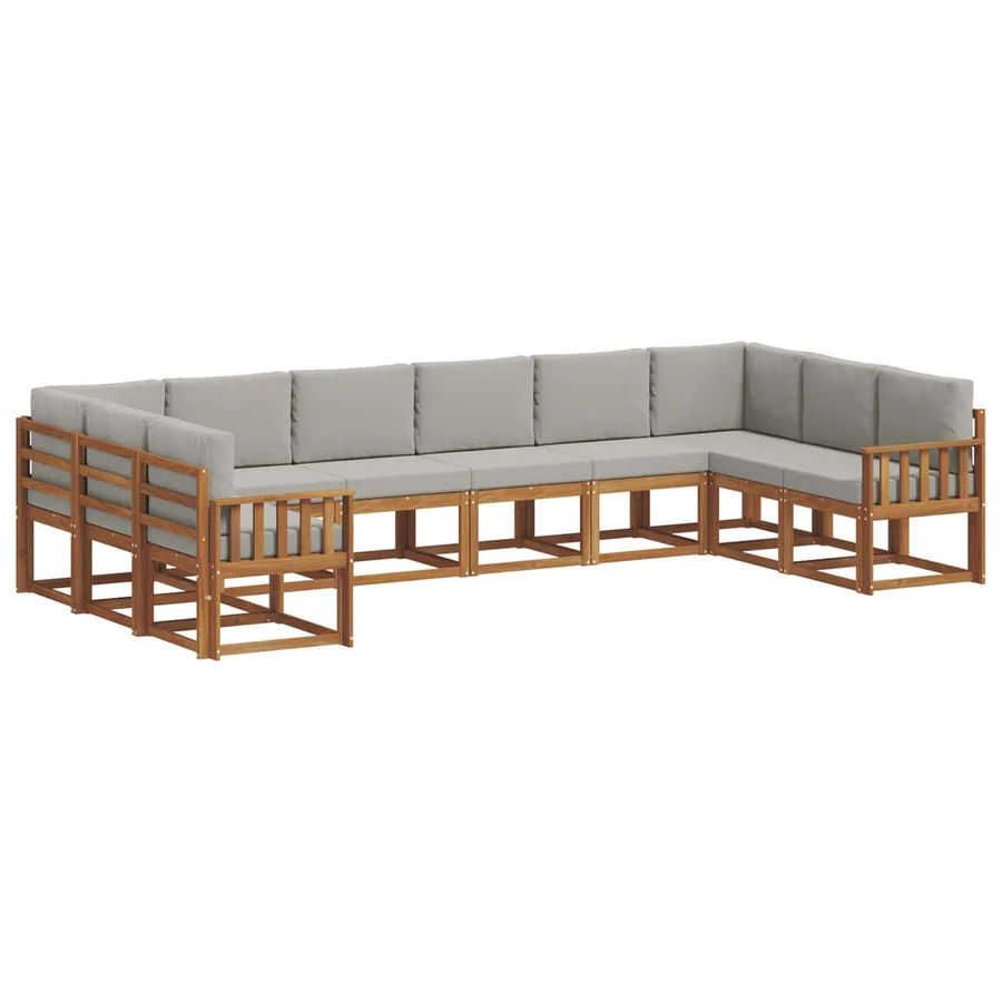 Ensemble de canapés d'extérieur 10 pcs Gris Naturel et Clair - 2