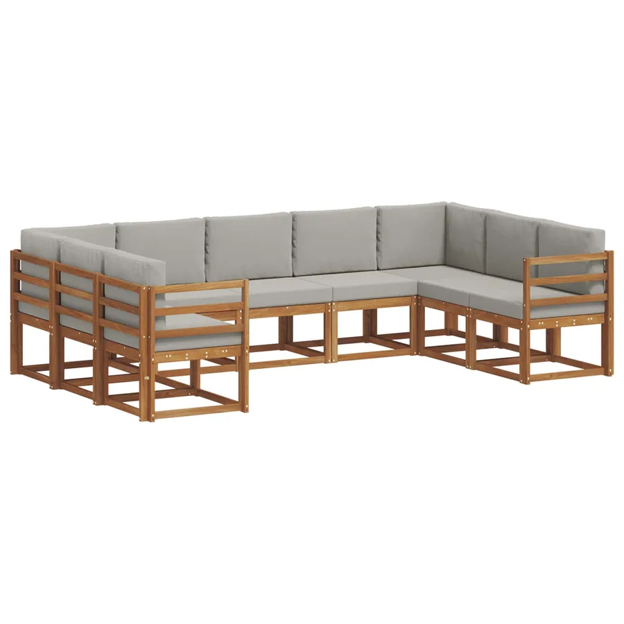 Ensemble de canapés d'extérieur 9 pcs Gris Naturel et Clair - 2
