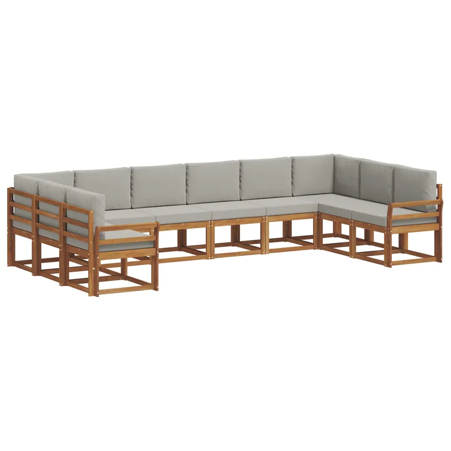 Ensemble de canapés d'extérieur 10 pcs Gris Naturel et Clair - 2