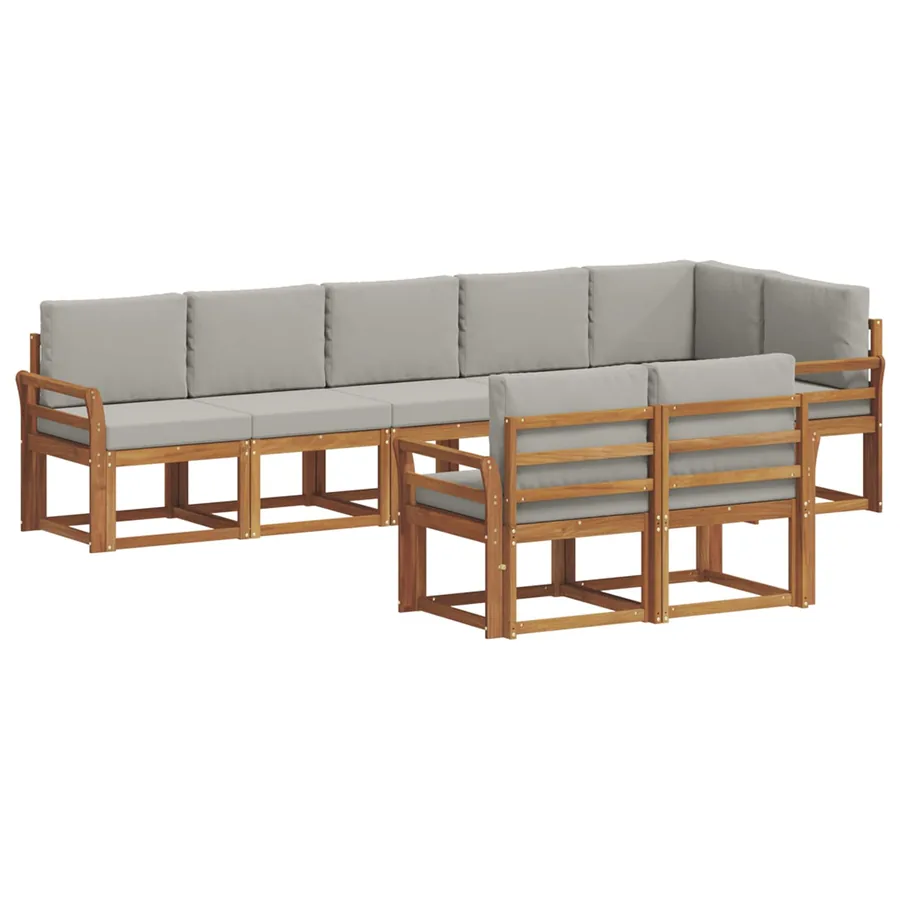 Ensemble de canapés d'extérieur 8 pcs Gris Naturel et Clair - 2