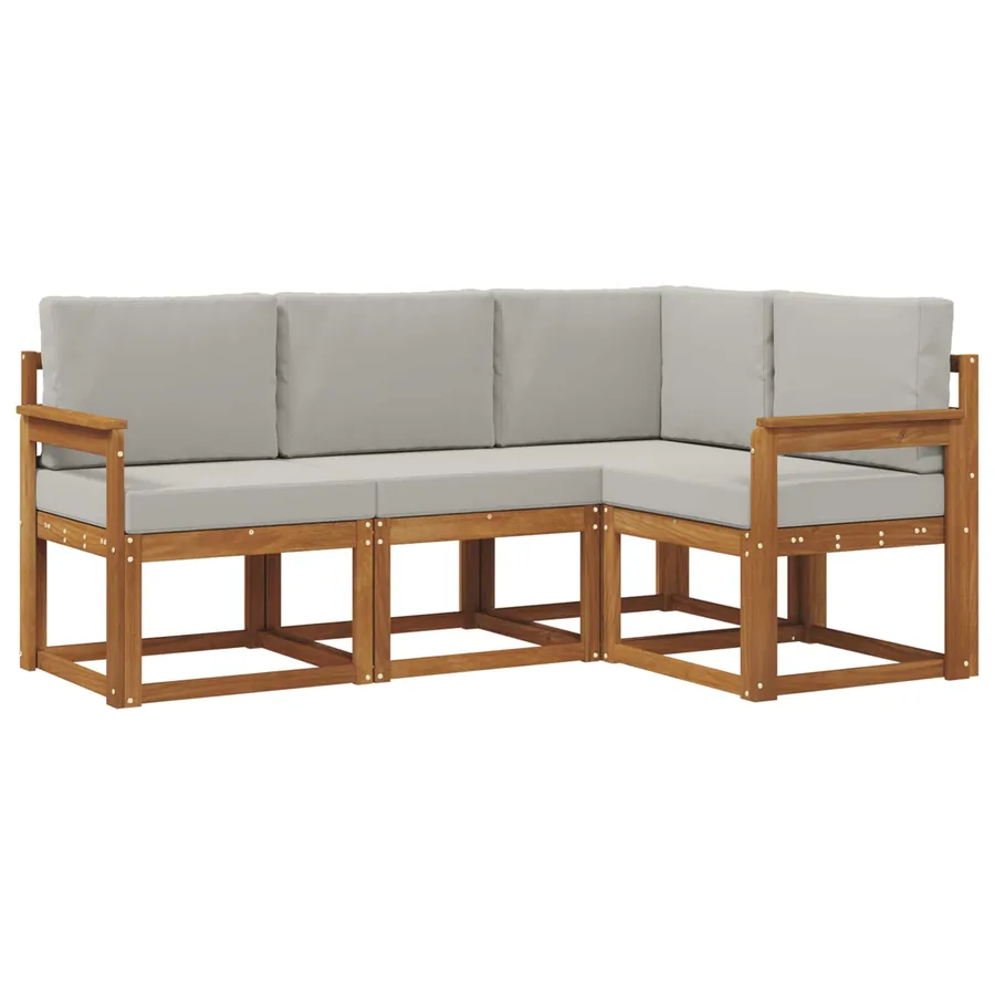 Ensemble de canapés d'extérieur 4 pcs Gris Naturel et Clair - 2