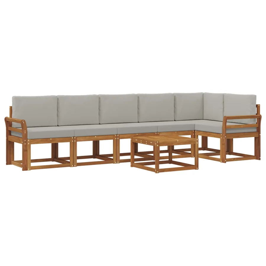 Ensemble de canapés d'extérieur 7 pcs Gris Naturel et Clair - 2