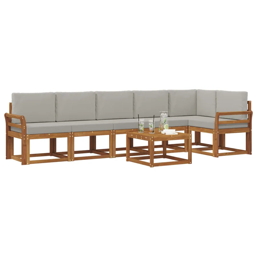 Ensemble de canapés d'extérieur 7 pcs Gris Naturel et Clair - 3