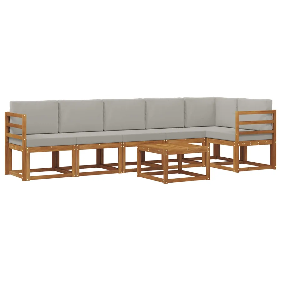 Ensemble de canapés d'extérieur 7 pcs Gris Naturel et Clair - 2